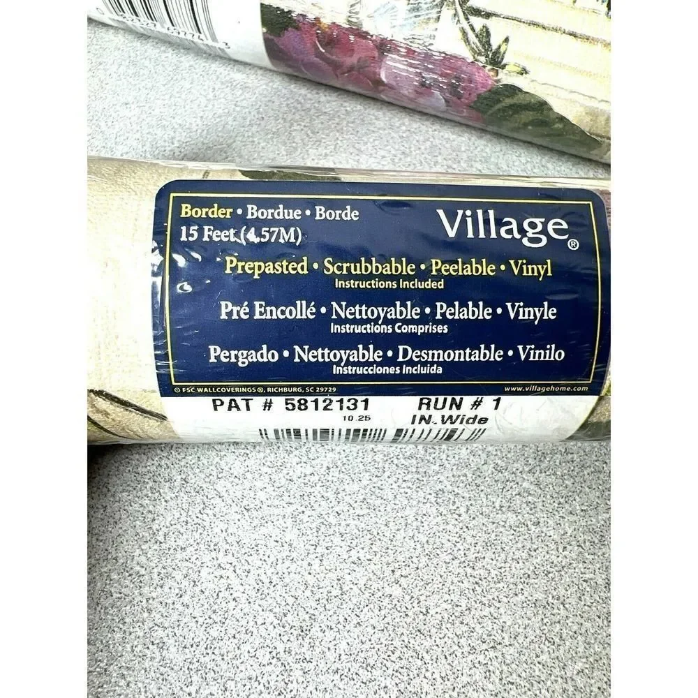 Village Wallpaper Border Lot of‎ 5 – 15 Feet (60 Feet) Pre-Pasted Vinyl NEW